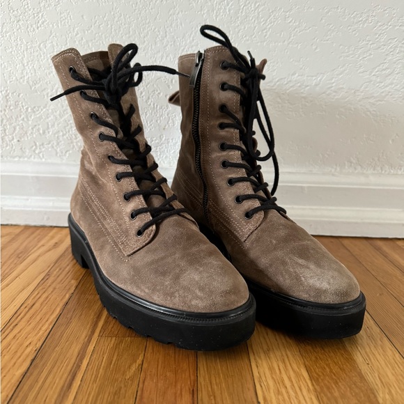 Paul Green Women Jackson Fine Brown Suede Combat Boots size 8US Austrian 5.5 - Picture 2 of 9